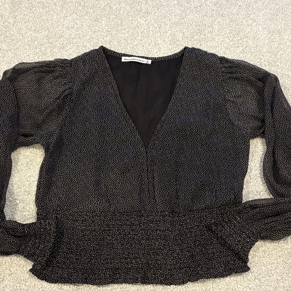 Abercrombie & Fitch Black Textured Blouse